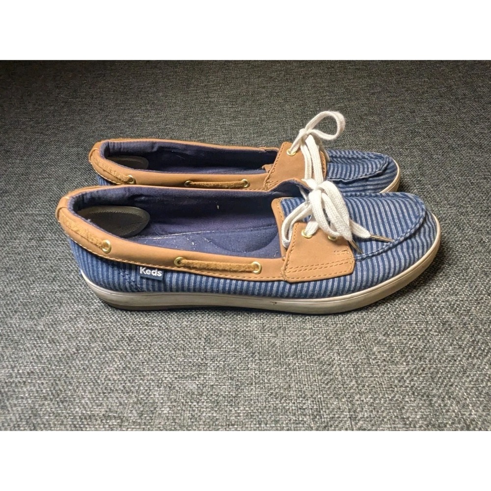 Keds Glimmer Womens Dream Memory Foam Striped Navy Blue Boat Shoes Size‎ 8